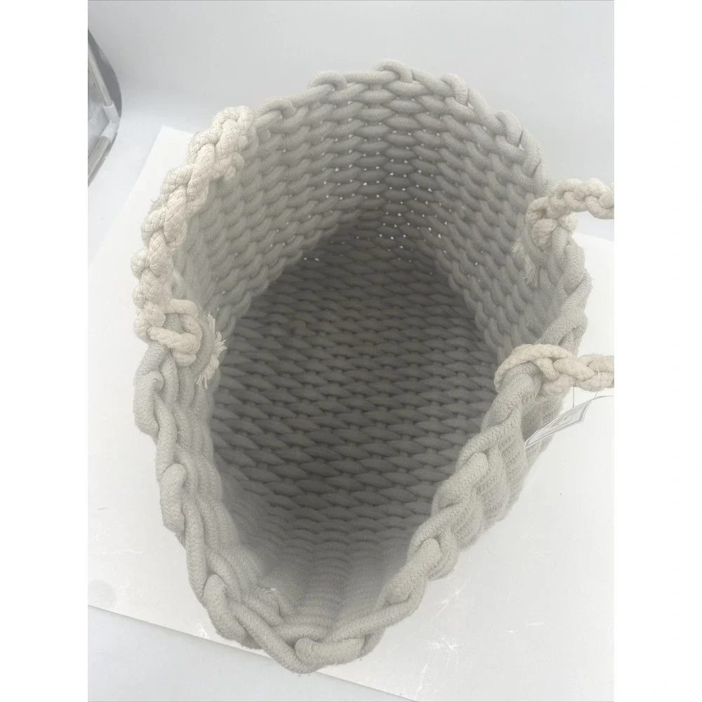 Southern Home Jute Rope Basket Dove Grey Woven Storage Bin Handles 10